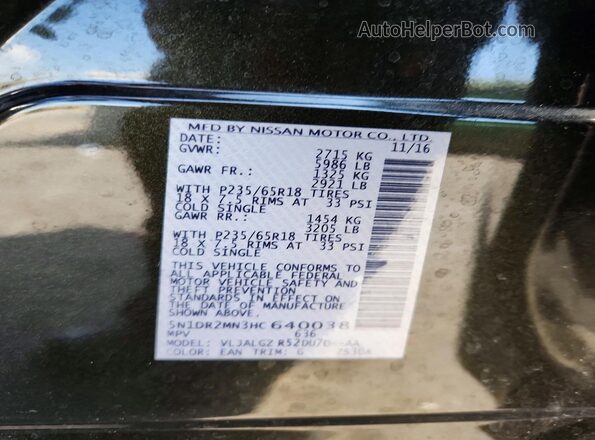 5N1DR2MN3HC640038 2017 NISSAN PATHFINDER Green Панорамний вид салону 360°