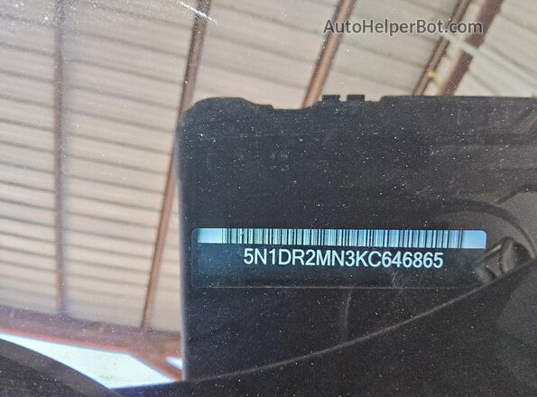 5N1DR2MN3KC646865 2019 NISSAN PATHFINDER Gray Vista de la etiqueta del VIN