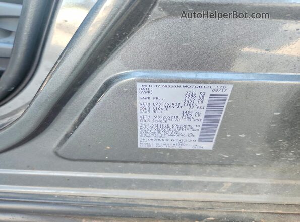 5N1DR2MN6JC610229 2018 NISSAN PATHFINDER Gray VIN კოდის სტიკერის ხედი