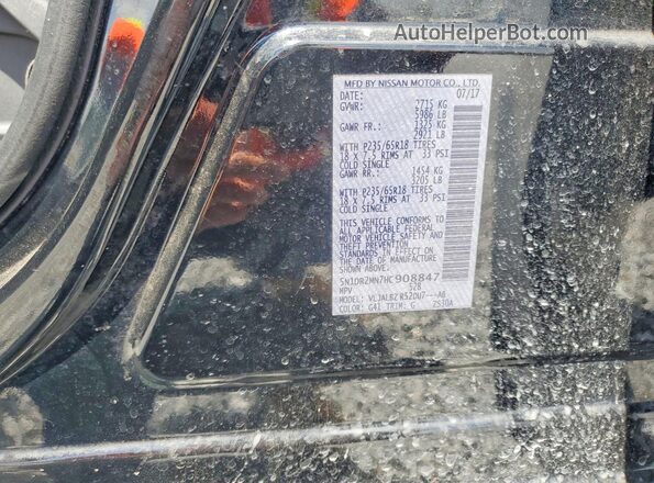 5N1DR2MN7HC908847 2017 NISSAN PATHFINDER Black Вид наклейки з VIN-кодом
