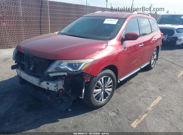 5N1DR2MN7JC637701 2018 NISSAN PATHFINDER Maroon Vista tres cuartos delantera izquierda