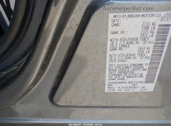 5N1DR2MN9HC907246 2017 NISSAN PATHFINDER Gray ძრავის განყოფილების ხედი