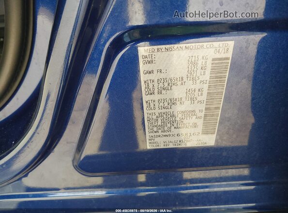 5N1DR2MN9JC658162 2018 NISSAN PATHFINDER Blue Engine compartment view