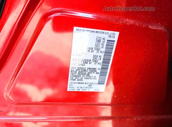 5N1DR2MNXHC613421 2017 NISSAN PATHFINDER Red Vista del compartimento del motor