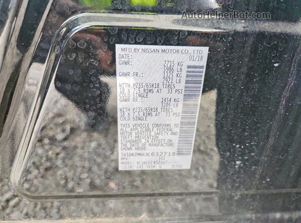 5N1DR2MNXJC632718 2018 NISSAN PATHFINDER Black Widok naklejki z numerem VIN