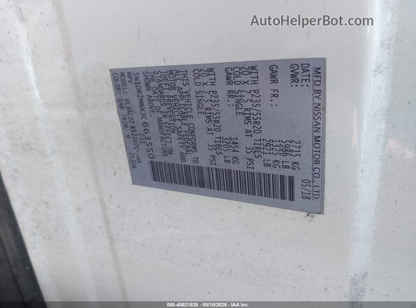 5N1DR2MNXJC663550 2018 NISSAN PATHFINDER White Widok komory silnika