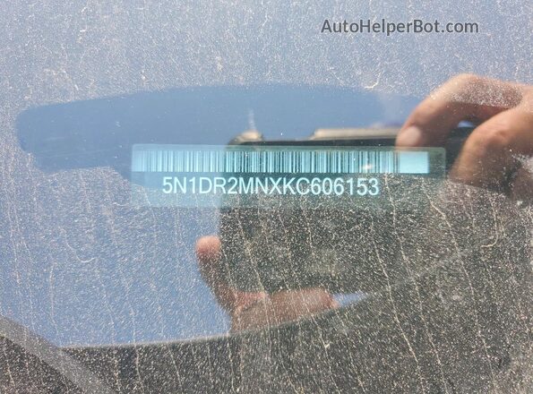 5N1DR2MNXKC606153 2019 NISSAN PATHFINDER Gray VIN კოდის სტიკერის ხედი