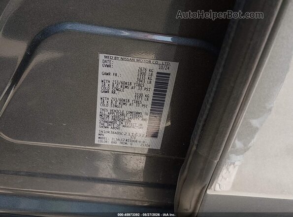 5N1DR3BA0SC211632 2025 NISSAN PATHFINDER Gray ძრავის განყოფილების ხედი