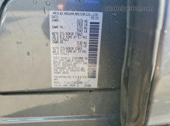 5N1DR3BA7RC314198 2024 NISSAN PATHFINDER Gray Vista del compartimento del motor