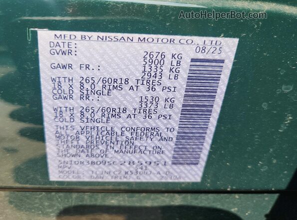5N1DR3BD9SC285951 2025 NISSAN PATHFINDER Green Engine compartment view