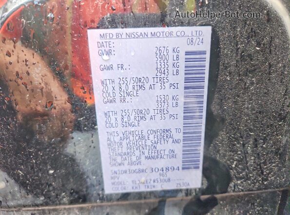 5N1DR3DG8RC304894 2024 NISSAN PATHFINDER Black Widok wnętrza 360 stopni