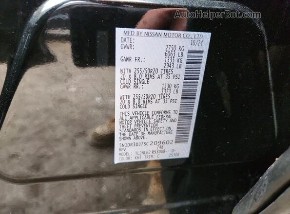 5N1DR3DJ7SC209602 2025 NISSAN PATHFINDER Black VIN կոդի պիտակի տեսք