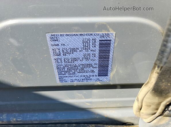 5N1DR3DJ7SC295493 2025 NISSAN PATHFINDER Gray VIN sticker view