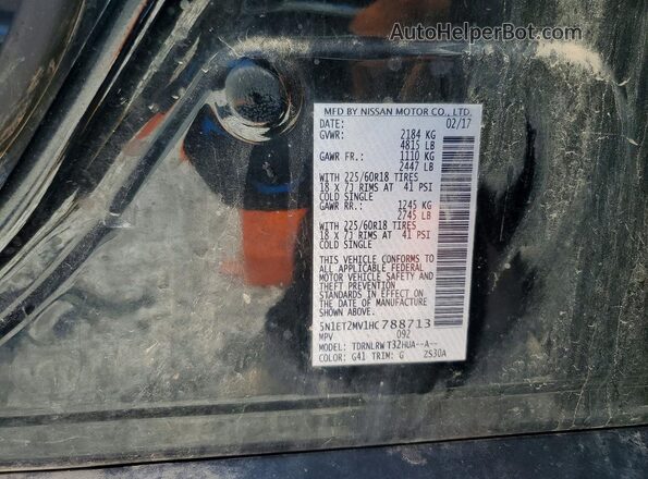 5N1ET2MV1HC788713 2017 NISSAN ROGUE Black VIN sticker view