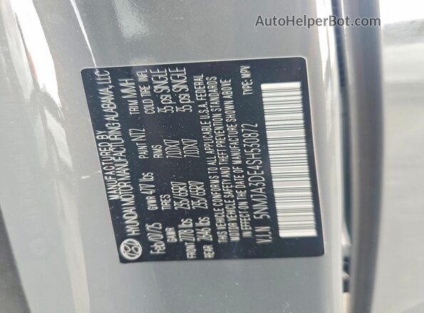 5NMJA3DE4SH530872 2025 HYUNDAI TUCSON Gray VIN կոդի պիտակի տեսք