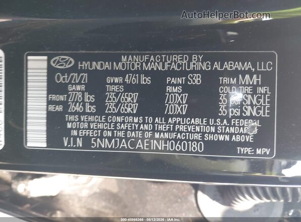 5NMJACAE1NH060180 2022 HYUNDAI TUCSON Black Vista del compartimento del motor