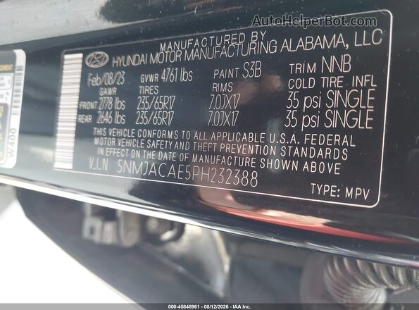 5NMJACAE5PH232388 2023 HYUNDAI TUCSON Черный Вид подкапотного пространства