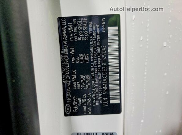 5NMJACDE2SH529042 2025 HYUNDAI TUCSON White 