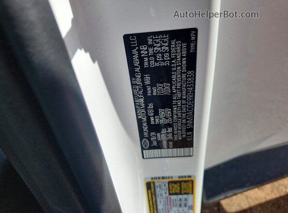 5NMJACDE9RH433838 2024 HYUNDAI TUCSON White Vista del compartimento del motor