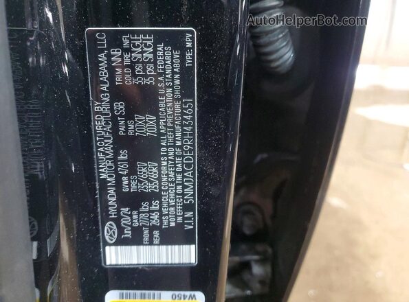 5NMJACDE9RH434651 2024 HYUNDAI TUCSON Black ძრავის განყოფილების ხედი