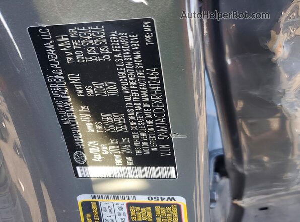 5NMJACDEXRH412464 2024 HYUNDAI TUCSON Gray Widok naklejki z numerem VIN