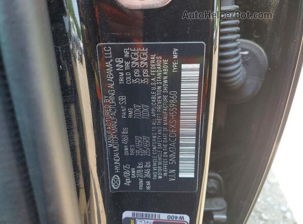 5NMJACDEXSH559860 2025 HYUNDAI TUCSON Black VIN sticker view