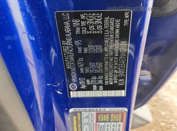 5NMJB3AE1NH117684 2022 HYUNDAI TUCSON Blue Widok wnętrza 360 stopni