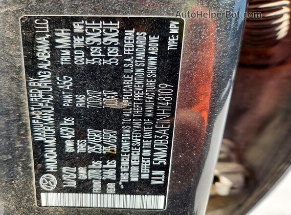 5NMJB3AE1NH148109 2022 HYUNDAI TUCSON Gray Widok wnętrza 360 stopni
