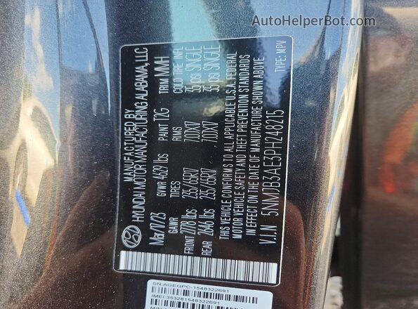 5NMJB3AE3PH248215 2023 HYUNDAI TUCSON Black ძრავის განყოფილების ხედი