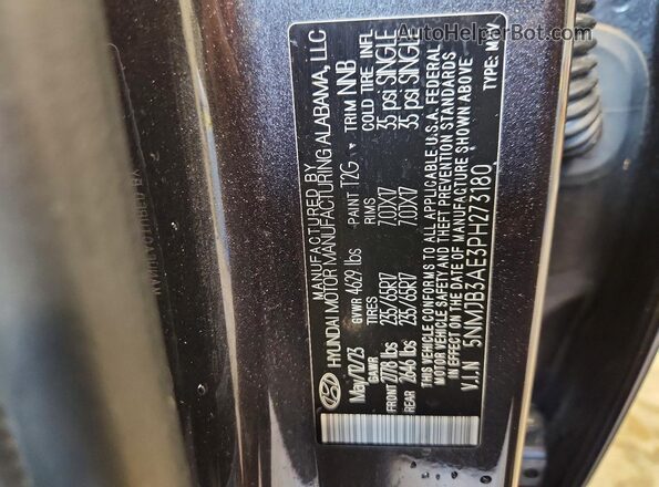 5NMJB3AE3PH273180 2023 HYUNDAI TUCSON Black Widok naklejki z numerem VIN
