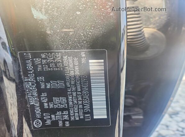 5NMJB3AE8NH022913 2022 HYUNDAI TUCSON Black VIN კოდის სტიკერის ხედი