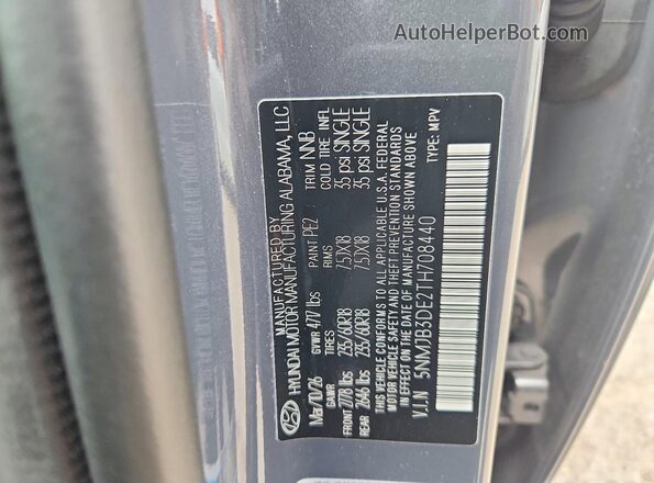 5NMJB3DE2TH708440 2026 HYUNDAI TUCSON Gray VIN sticker view