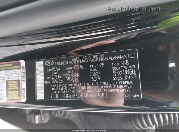 5NMJB3DE4RH429080 2024 HYUNDAI TUCSON Черный Вид подкапотного пространства
