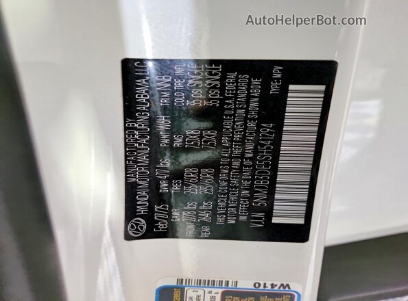 5NMJB3DE5SH541294 2025 HYUNDAI TUCSON White Vista interior de 360 grados