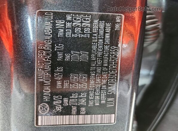 5NMJB3DE7RH325859 2024 HYUNDAI TUCSON Gray Vista interior de 360 grados