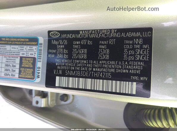 5NMJB3DE7TH742115 2026 HYUNDAI TUCSON Gray Widok komory silnika
