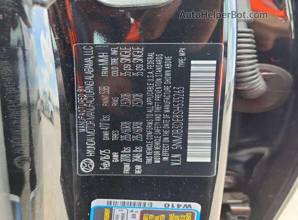 5NMJB3DE8SH535263 2025 HYUNDAI TUCSON Gray Widok naklejki z numerem VIN