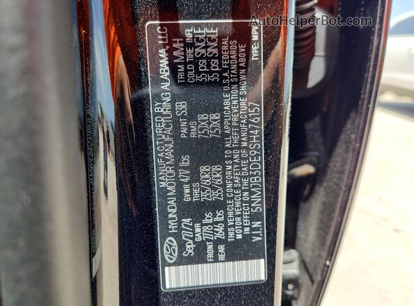 5NMJB3DE9SH476157 2025 HYUNDAI TUCSON Черный Вид наклейки с VIN-кодом