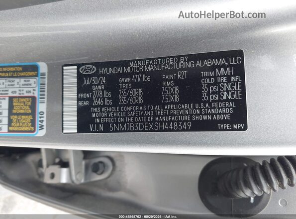 5NMJB3DEXSH448349 2025 HYUNDAI TUCSON Серый Вид подкапотного пространства