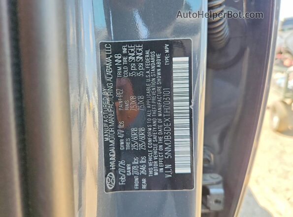 5NMJB3DEXTH703101 2026 HYUNDAI TUCSON Charcoal VIN կոդի պիտակի տեսք