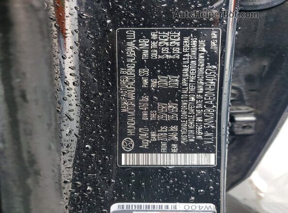 5NMJBCAE0NH040578 2022 HYUNDAI TUCSON Black VIN sticker view