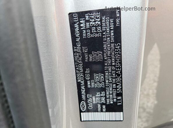5NMJBCAE3PH193345 2023 HYUNDAI TUCSON Silver Engine compartment view