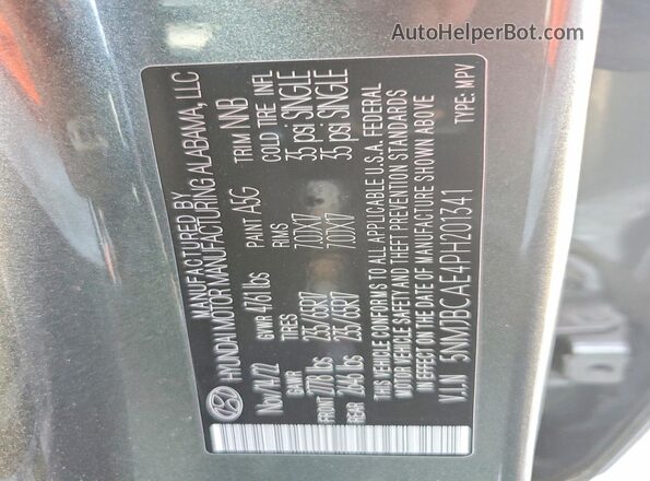 5NMJBCAE4PH201341 2023 HYUNDAI TUCSON Серый Вид наклейки с VIN-кодом