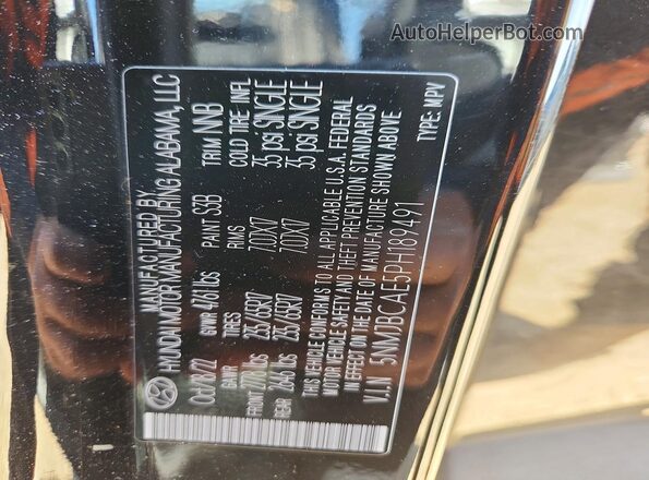 5NMJBCAE5PH189491 2023 HYUNDAI TUCSON Черный Вид наклейки с VIN-кодом