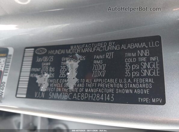 5NMJBCAE8PH284143 2023 HYUNDAI TUCSON Silver Widok komory silnika