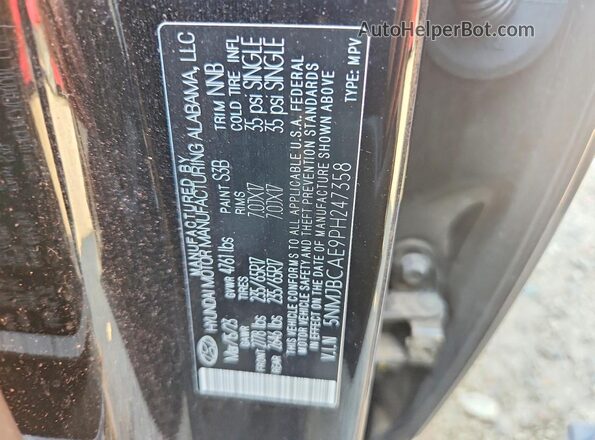 5NMJBCAE9PH247358 2023 HYUNDAI TUCSON Black Widok naklejki z numerem VIN