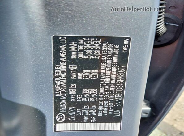 5NMJBCDE4SH480312 2025 HYUNDAI TUCSON Gray Widok naklejki z numerem VIN