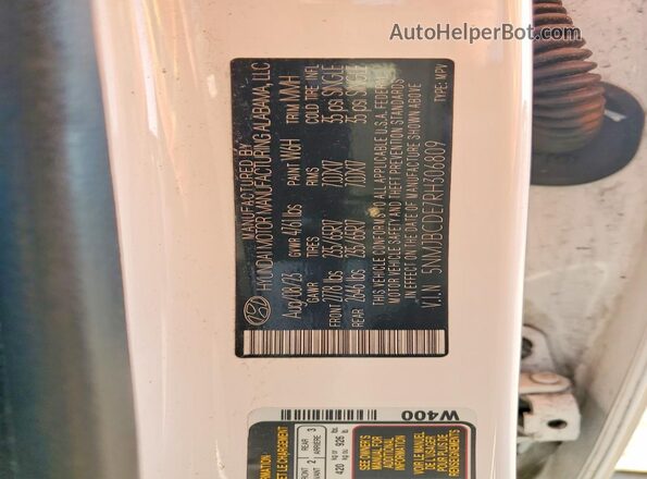 5NMJBCDE7RH306809 2024 HYUNDAI TUCSON White Widok komory silnika