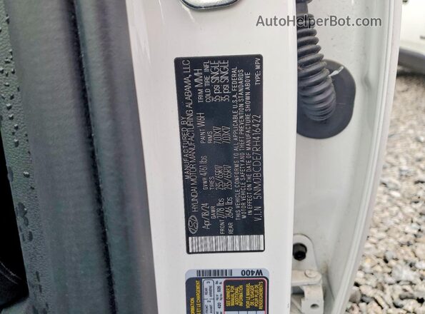 5NMJBCDE7RH416422 2024 HYUNDAI TUCSON Белый Вид наклейки с VIN-кодом