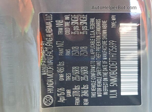 5NMJBCDE7TH725699 2026 HYUNDAI TUCSON Gray ძრავის განყოფილების ხედი